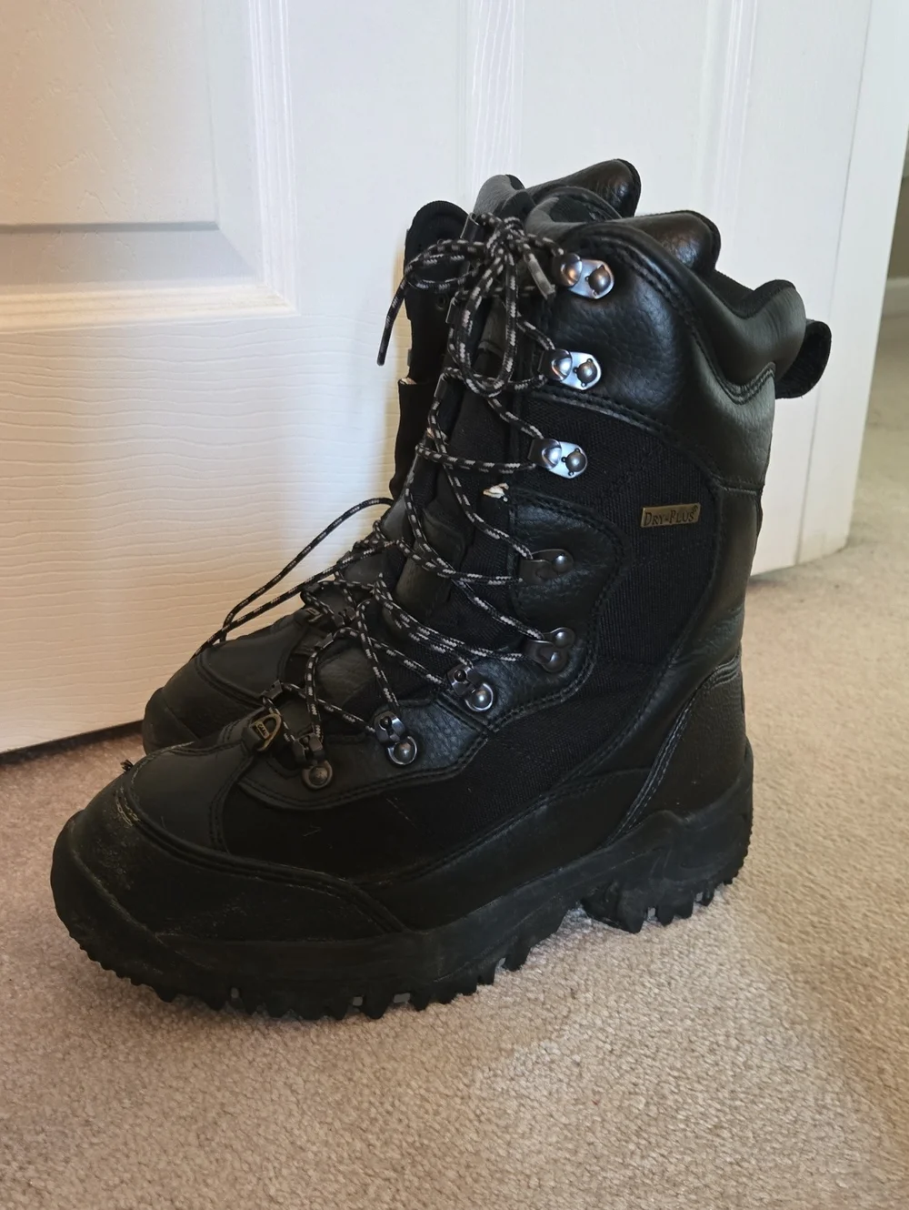 Cabela's Dry Plus Thinsulate Ultra Men Black Leather Snow Hunting Boots Sz 10 D